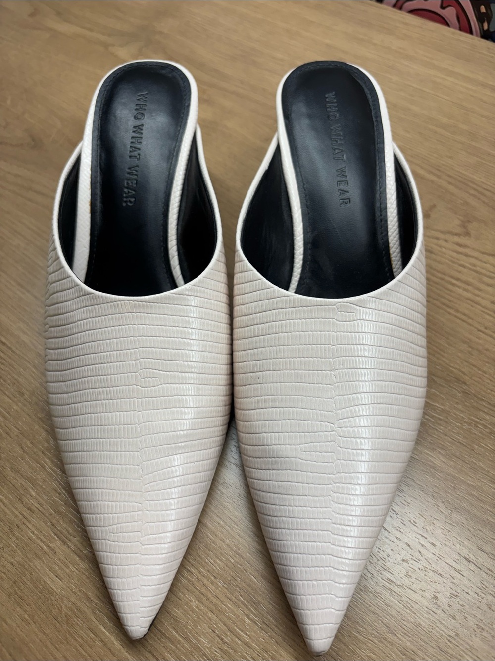 Who What Wear Blush Cream Pointed-Toe Mule